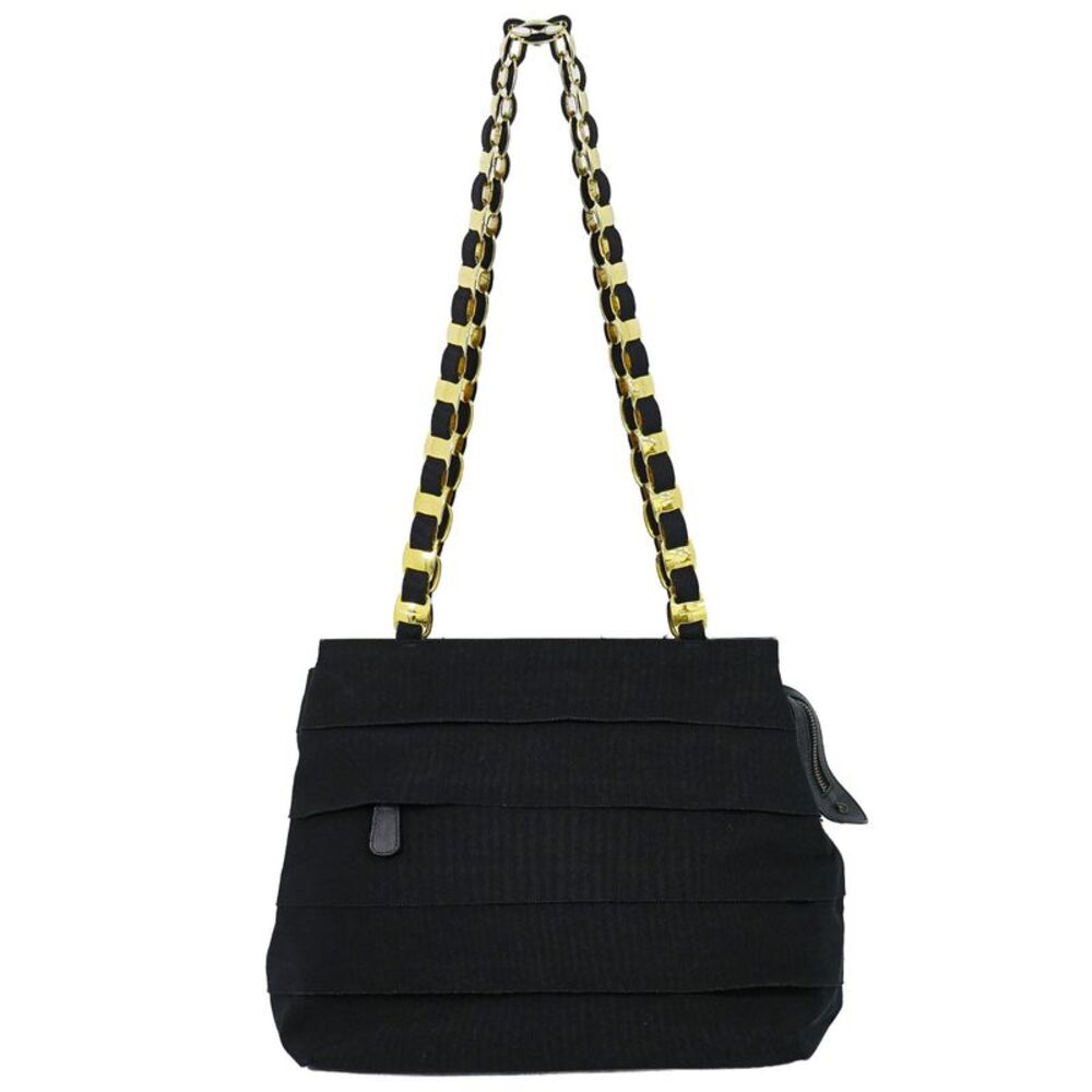 Salvatore Ferragamo Vala Chain Canvas Black Canvas Shoulder Bag Bag